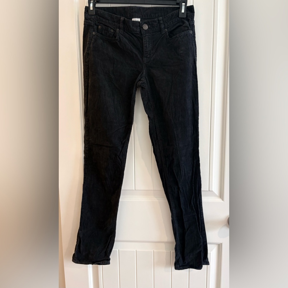 J. Crew City Fit Matchstick Black Skinny Corduroy Pants Vintage Size 27 R